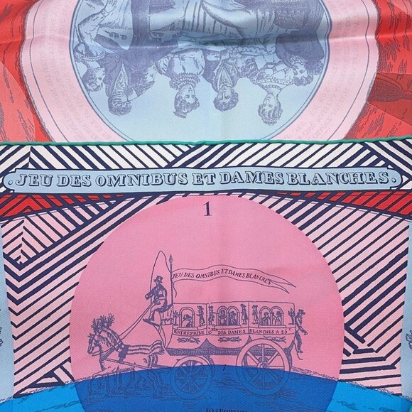 HERMES Scarf Carre Jeu des omnibus et damesBlanches Omnibus White Lady Game - Picture 5 of 7